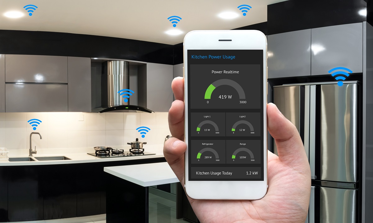 Appliances in smart kitchen connected to smart phone